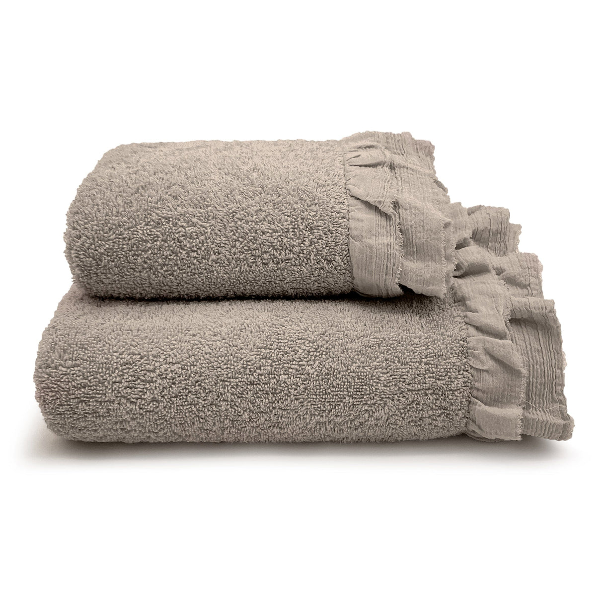 Coppia di Asciugamani in Spugna di Cotone - Voile Coppia di spugna Lisola Tortora