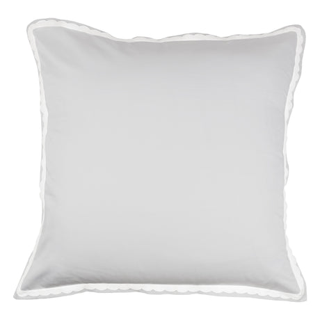 Coppia di Federe in Raso di Cotone con Macramè Smerlato - Castello Federa Fazzini Atelier Grigio Perla