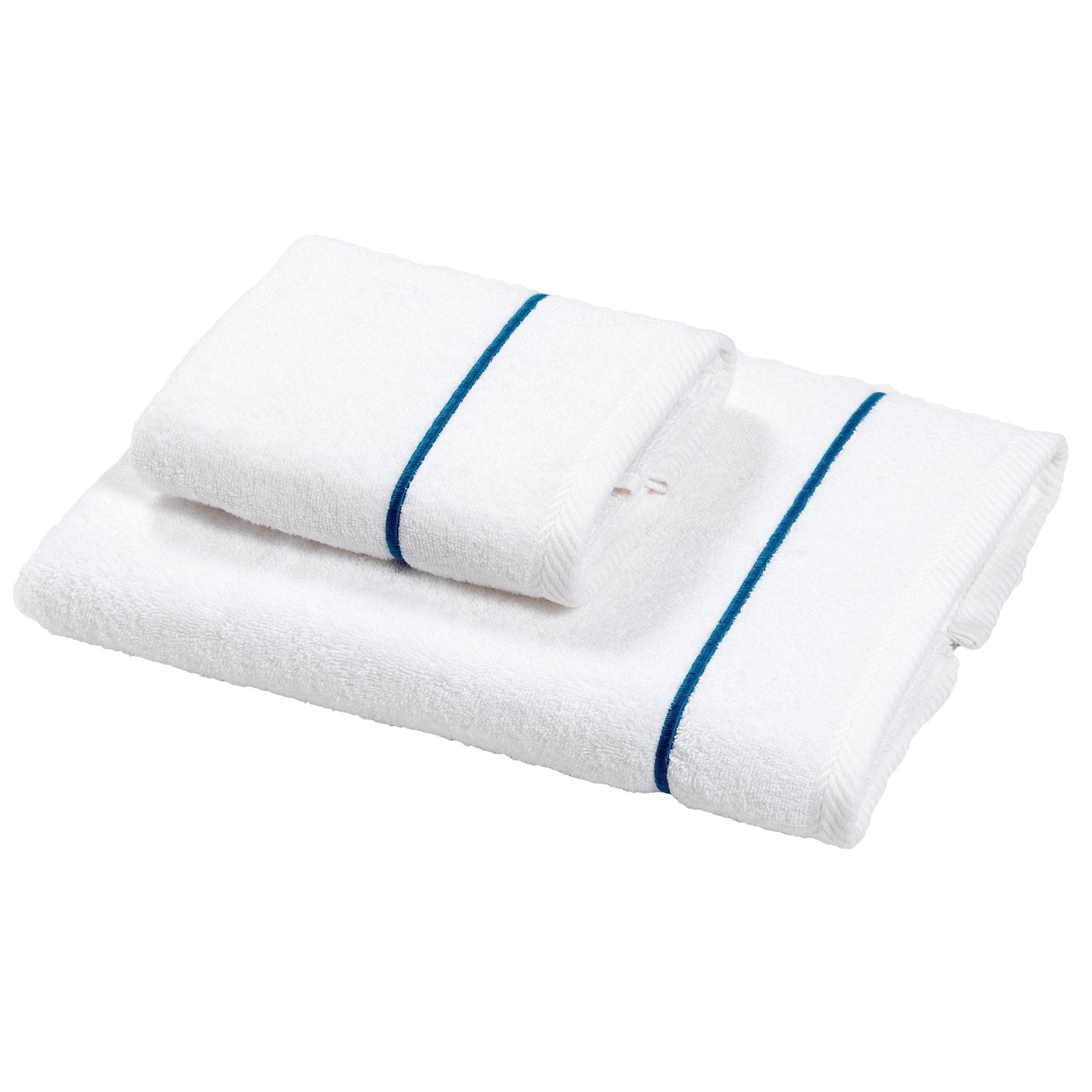 Coppia di Spugna con ricamo bacchetta - Atollo Coppia di spugna Dea Bianco/Verde Pavone