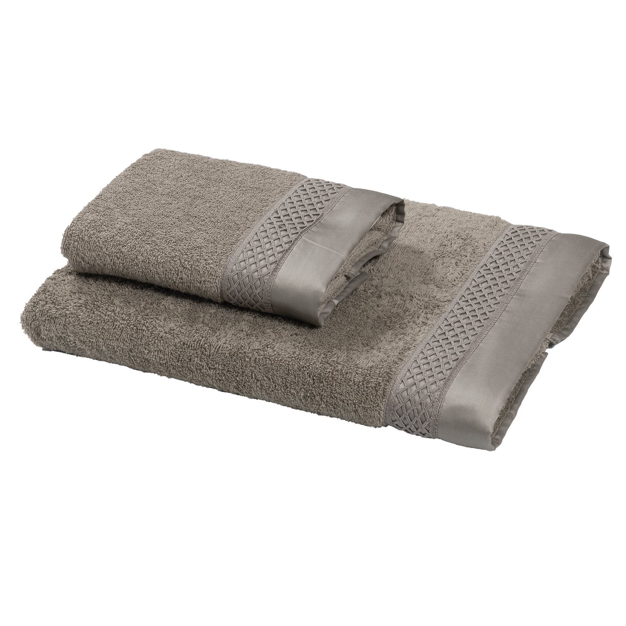 Coppia di Spugna con Balza in raso e Pizzo - Brio Coppia di spugna Dea Beige Scuro