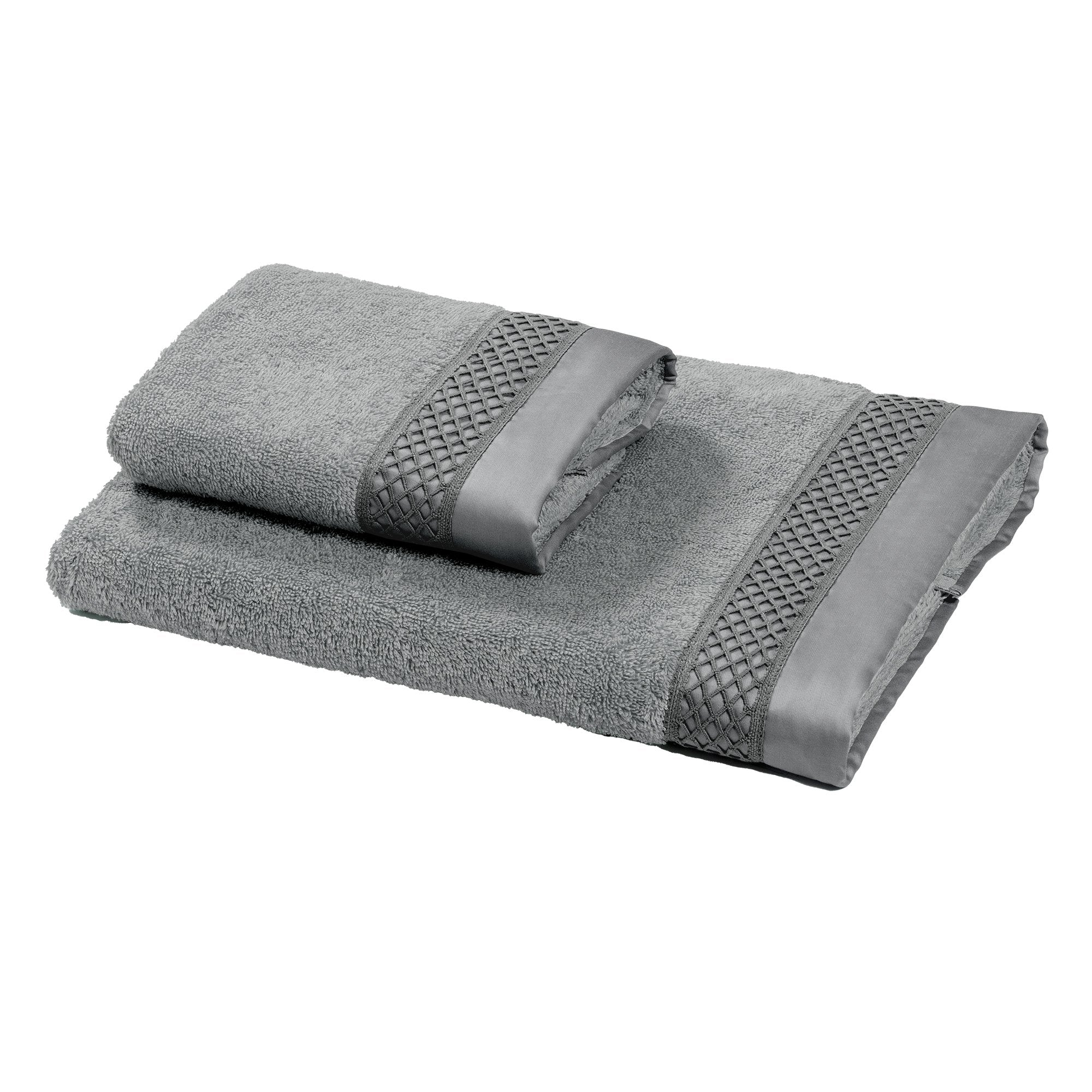 Coppia di Spugna con Balza in raso e Pizzo - Brio Coppia di spugna Dea Grigio