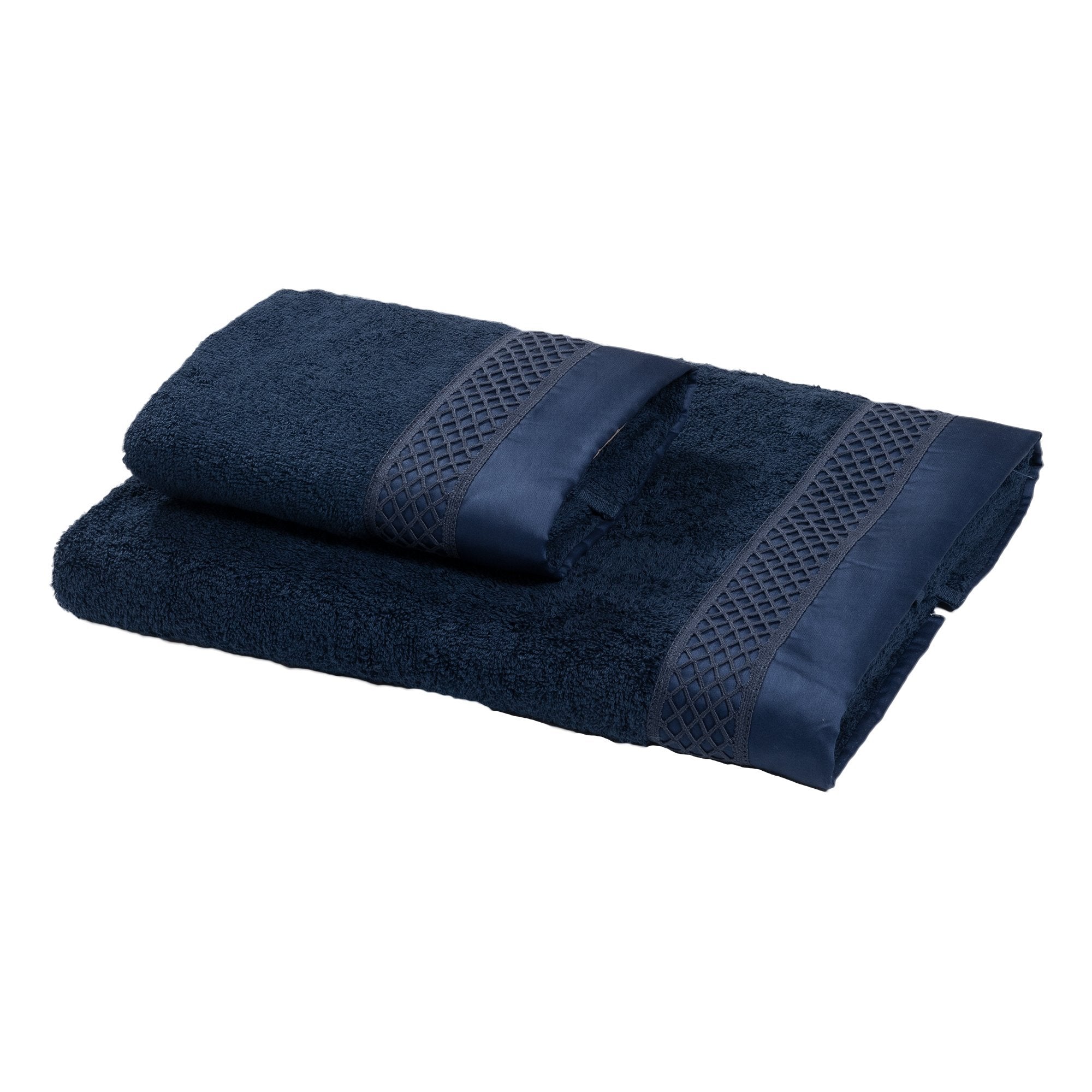 Coppia di Spugna con Balza in raso e Pizzo - Brio Coppia di spugna Dea Navy