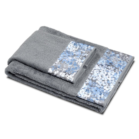 Coppia di Spugna con Balza in Raso - Glicine Coppia di spugna Dea Blu Cenere