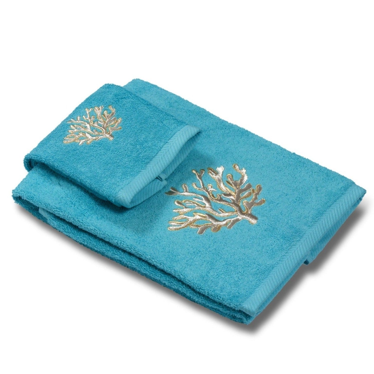 Coppia di Spugna di Cotone con Applicazione - Coralli Coppia di spugna Dea Azzurro