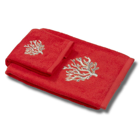 Coppia di Spugna di Cotone con Applicazione - Coralli Coppia di spugna Dea Rosso