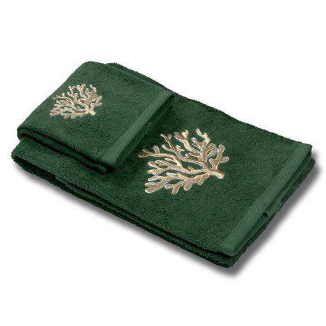 Coppia di Spugna di Cotone con Applicazione - Coralli Coppia di spugna Dea Verde Bosco