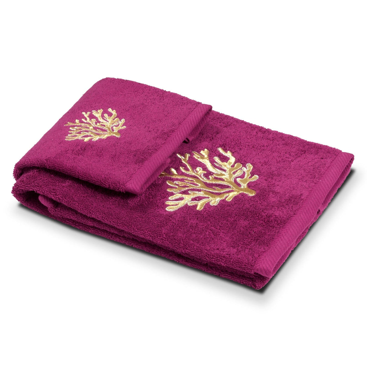 Coppia di Spugna di Cotone con Ricamo - Coralli Coppia di spugna Dea Magenta