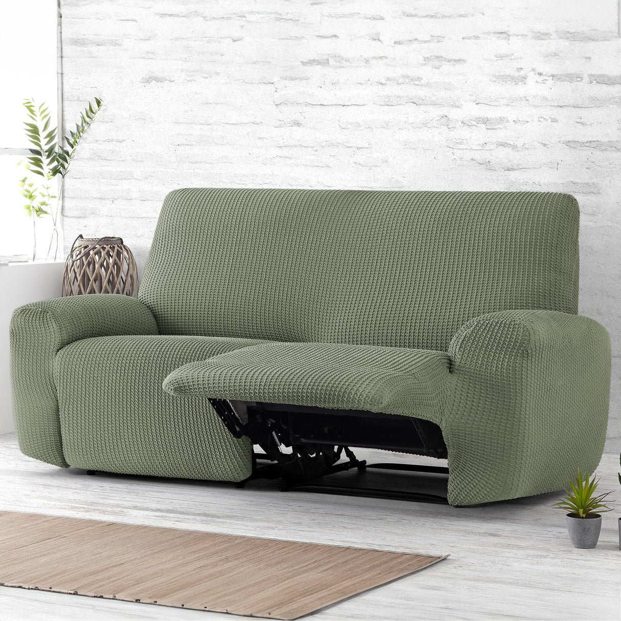 Copridivano Elastico Sagomato per Divano Reclinabile in Tessuto Jacquard - Milos Copridivano Belmarti Copridivano (2 Posti) Verde