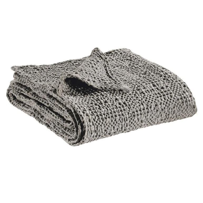 Copriletto a Nido D'Ape StoneWashed in Cotone Tinta Unita Copriletto Vivaraise 180x260 Tempesta