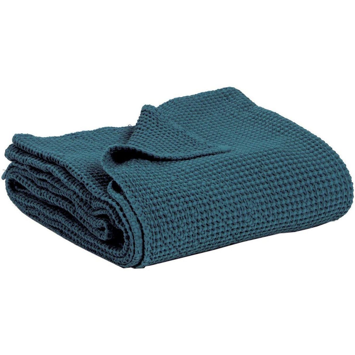 Copriletto a Nido D'Ape StoneWashed in Cotone Tinta Unita - Maia Copriletto Vivaraise Singolo Topazio