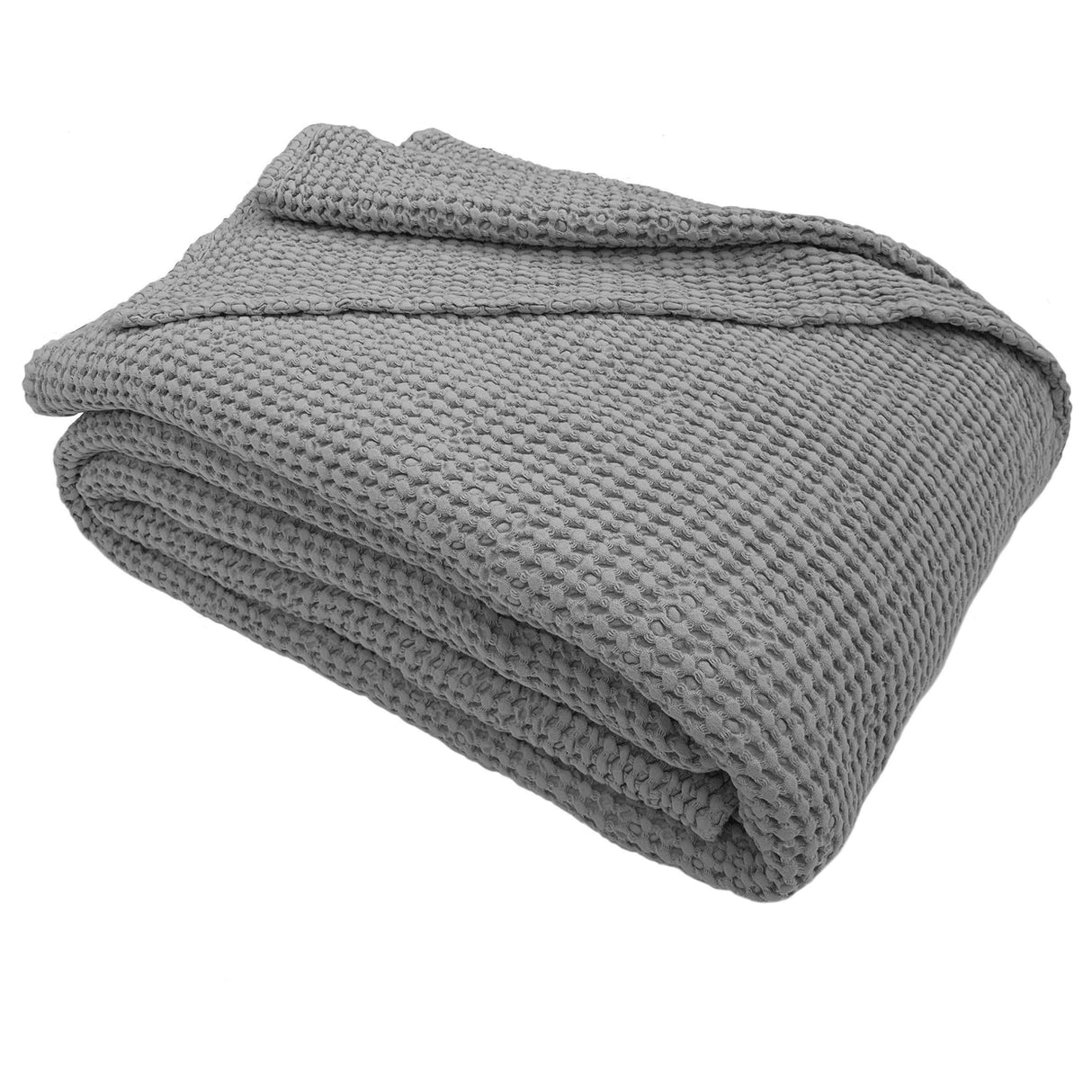 Copriletto di Cotone a Nido d'Ape StoneWashed No Stiro - Anthony Copriletto Bianca Matrimoniale Grigio