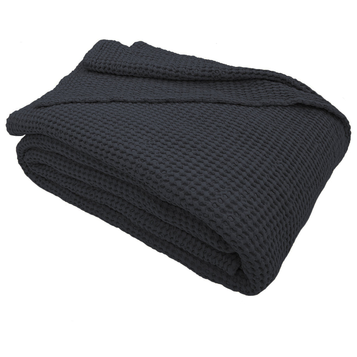 Copriletto in Cotone a Nido d'Ape StoneWashed No Stiro - Anthony Copriletto Bianca Singolo Grigio Scuro