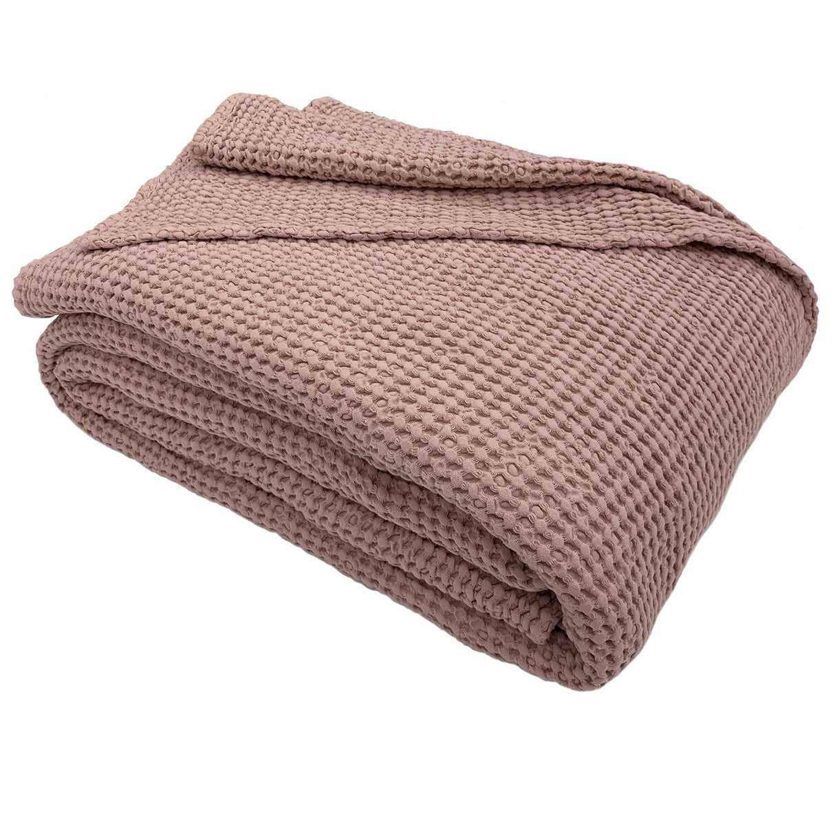 Copriletto di Cotone a Nido d'Ape StoneWashed No Stiro - Anthony Copriletto Bianca Singolo Rosa Antico