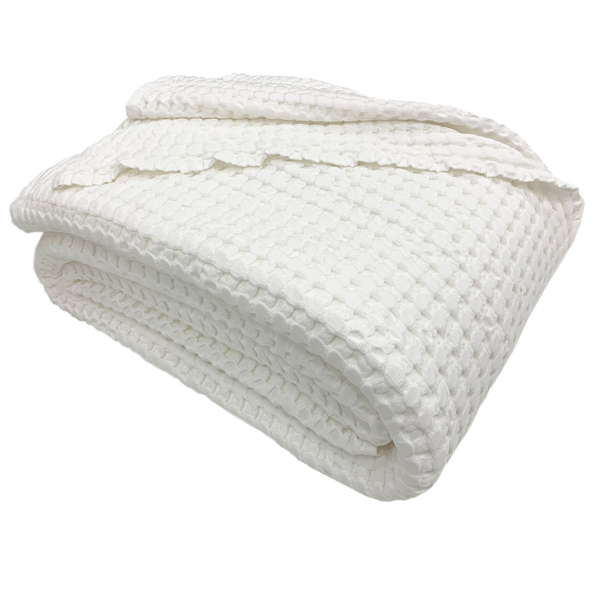 Copriletto di Cotone a Nido d'Ape StoneWashed No Stiro - Chaltony Copriletto Bianca Singolo Bianco