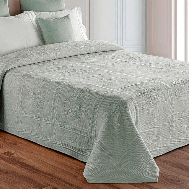 Copriletto in Piquet di Cotone con Fantasia Lavorazione Jacquard - Botticelli Copriletto Daunex Matrimoniale Verde Pastello