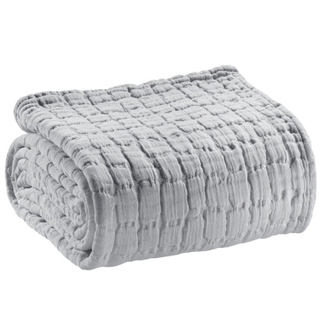Copriletto in Cotone Stonewashed fantasia a Quadretti- Swami Copriletto Vivaraise Perla