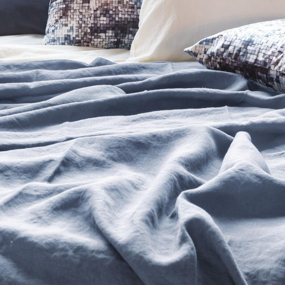 Copriletto Puro LINO StoneWashed NO Stiro - Grafite Copriletto Loft by BiancoPerla