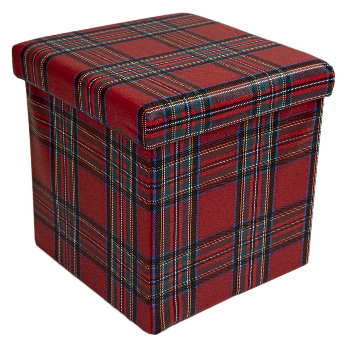 Cubo Contenitore in Pvc Stampato - Tartan Cubo Contenitore Daunex Rosso