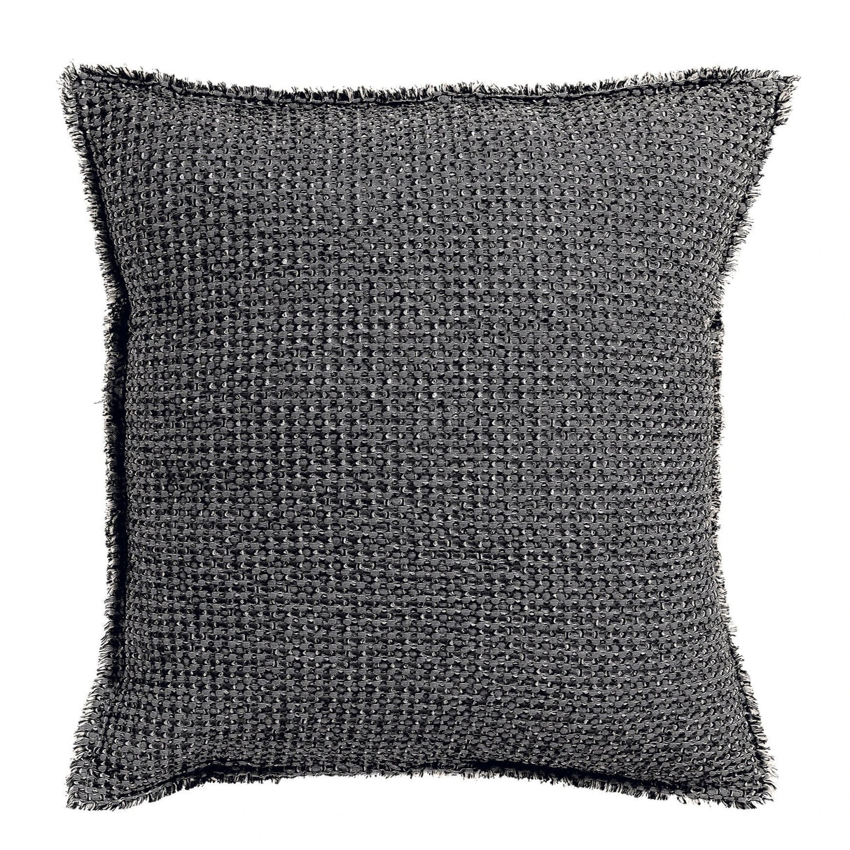 Cuscino a Nido D'Ape Chambray StoneWashed in Cotone Tinta Unita - Maia Chambray Cuscino Vivaraise 45x45 Carbone