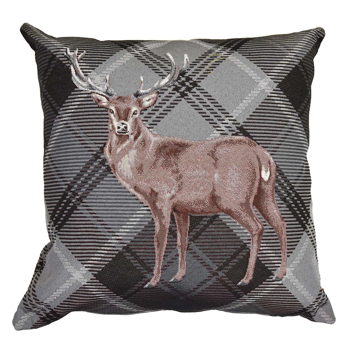 Cuscino Arredo in Puro Cotone con Fantasia Cervo - Cervo Cuscini Arredo Daunex Grigio
