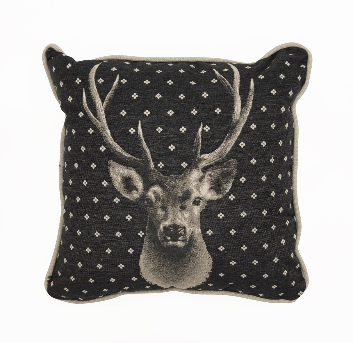 Cuscino Arredo in Puro Cotone con Fantasia Cervo - Trofeo Cuscini Arredo Daunex Antracite