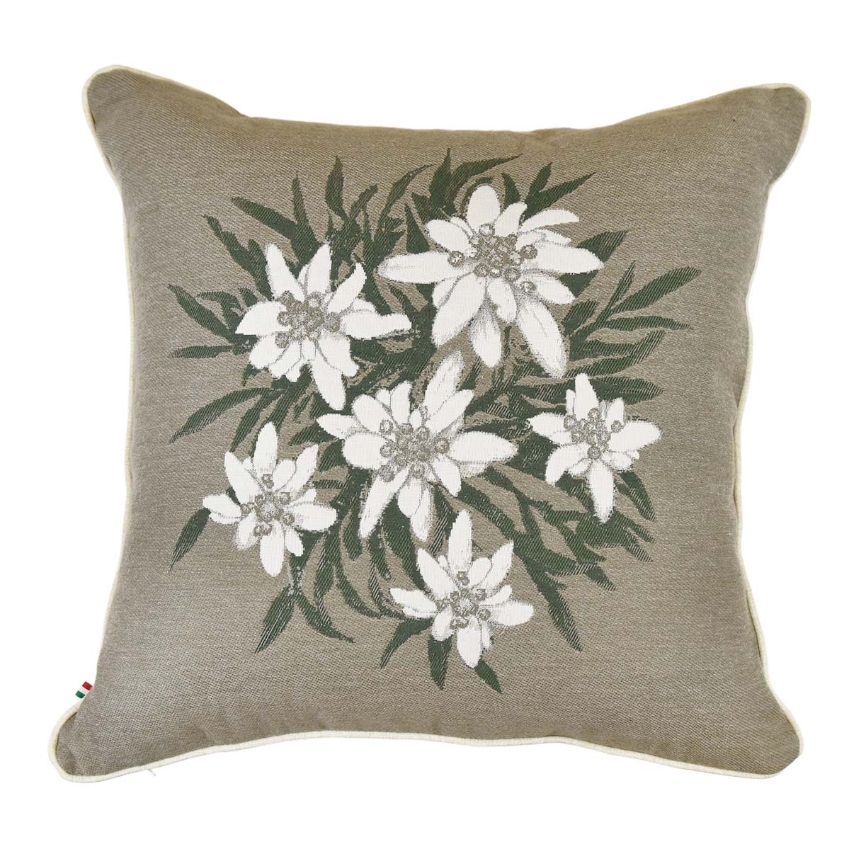 Cuscino Arredo in Puro Cotone con Fantasia Floreale - Stella Alpina Cuscini Arredo Daunex Beige