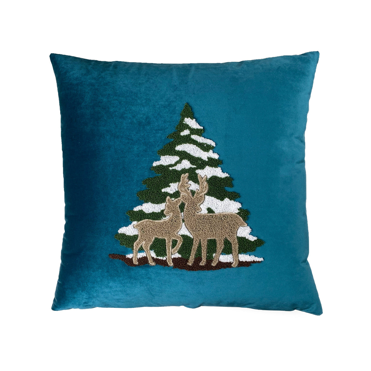 Cuscino Arredo in Velluto Ricamato - Abete Cuscini Arredo Creole Home Azzurro