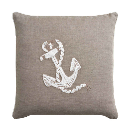 Cuscino Arredo Quadrato in Puro Lino con Ricamo - Milos Cuscini Arredo Biancoperla Naturale