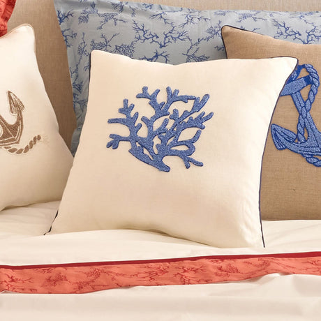 Cuscino Arredo Quadrato in Puro Lino con Ricamo - Zante Cuscini Arredo Biancoperla