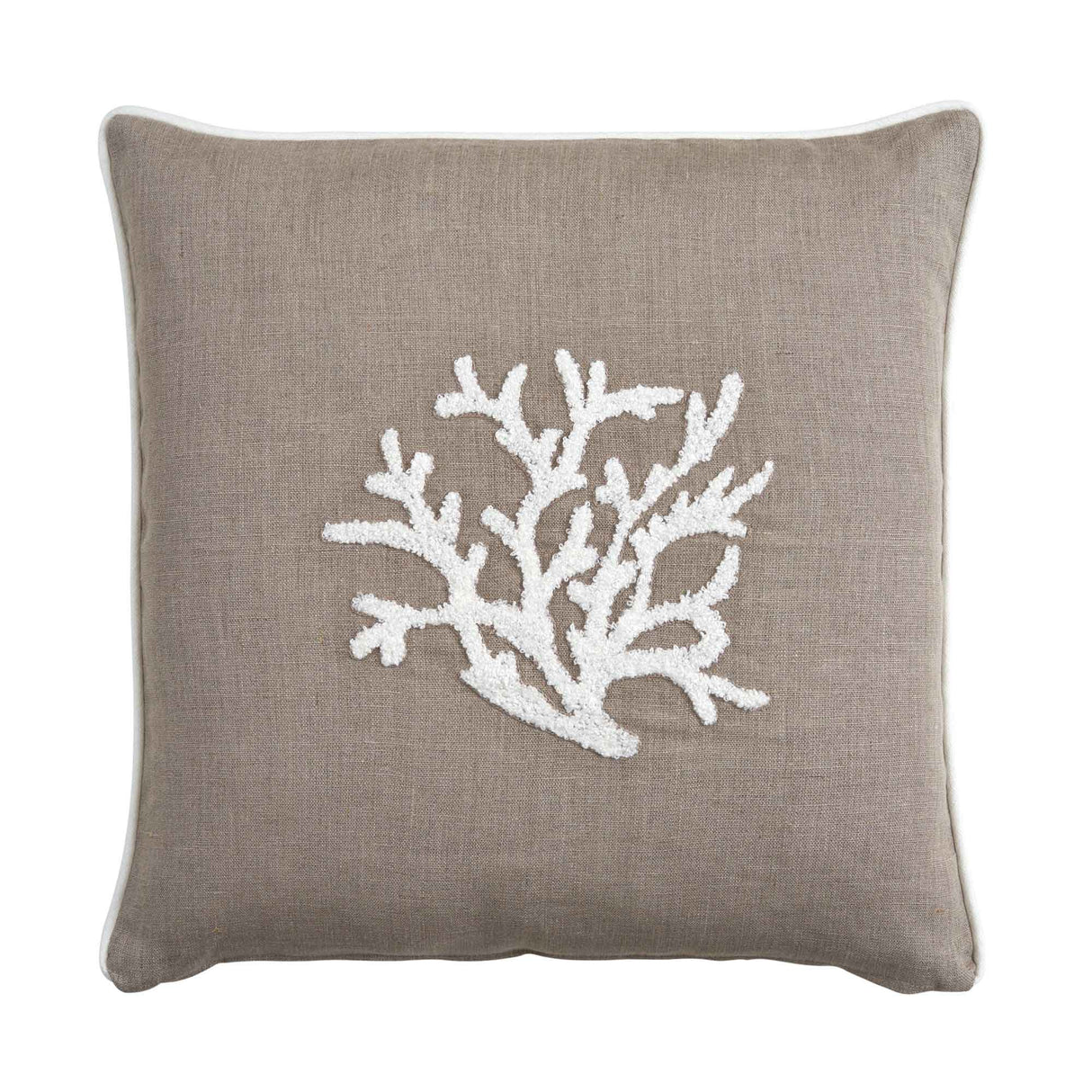 Cuscino Arredo Quadrato in Puro Lino con Ricamo - Zante Cuscini Arredo Biancoperla Naturale