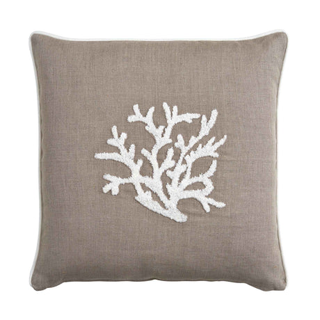 Cuscino Arredo Quadrato in Puro Lino con Ricamo - Zante Cuscini Arredo Biancoperla Naturale