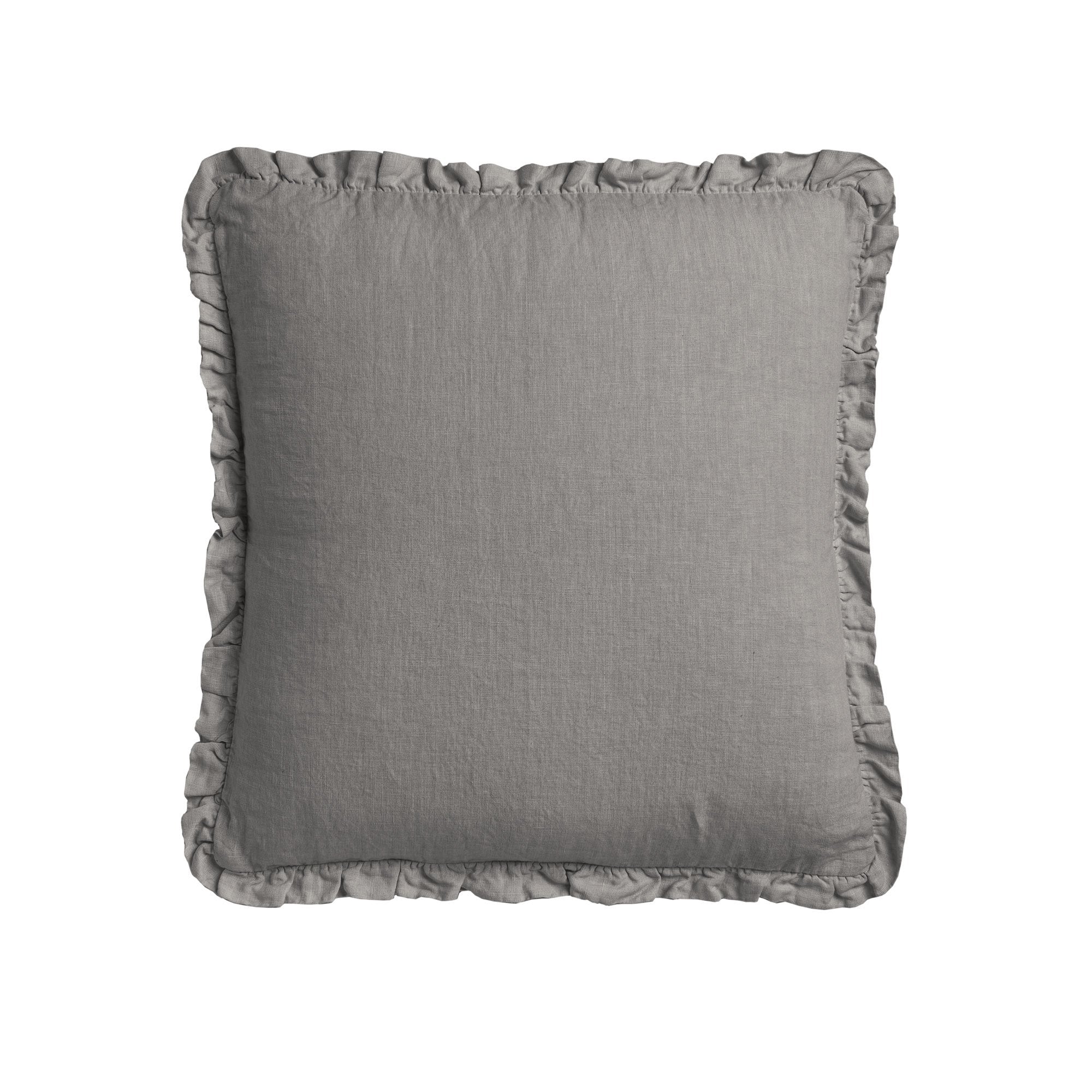 Cuscino in Puro Lino Stonewashed Tinta Unita con Balza - River Cuscini Arredo Lisola Baguio
