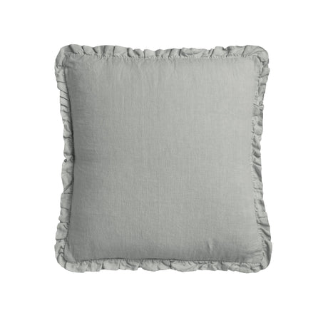 Cuscino in Puro Lino Stonewashed Tinta Unita con Balza - River Cuscini Arredo Lisola Cenere