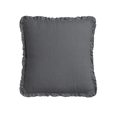 Cuscino in Puro Lino Stonewashed Tinta Unita con Balza - River Cuscini Arredo Lisola Grisaglia