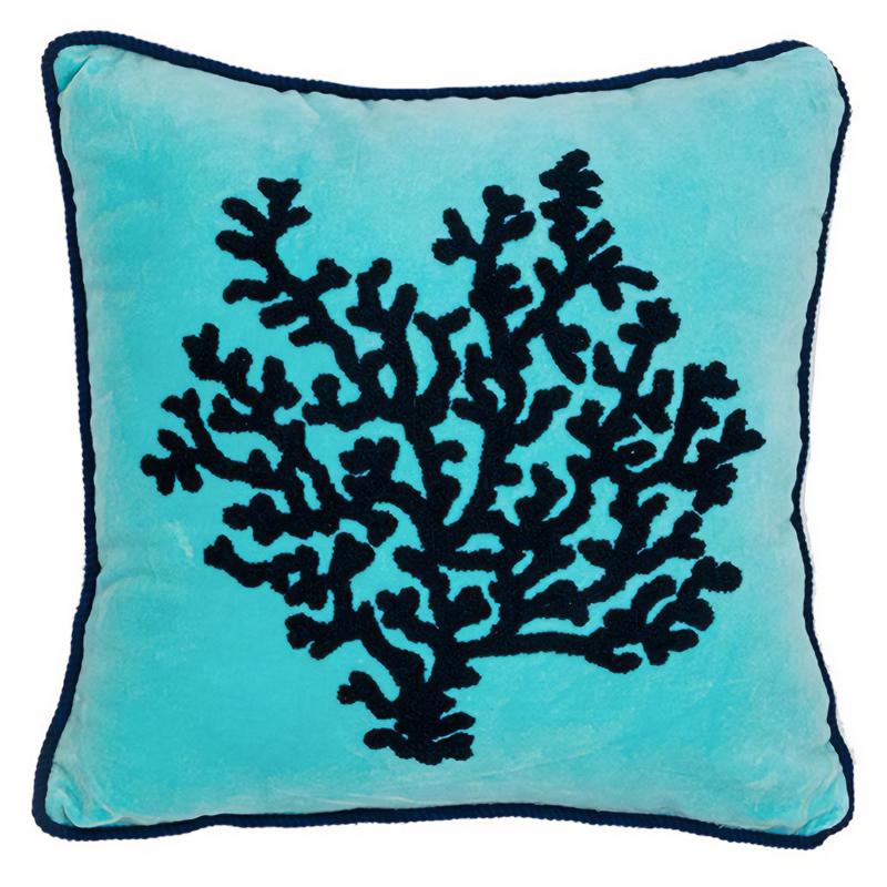 Cuscino in Puro Cotone Fantasia Corallo - Malte Cuscini Arredo Marinette Saint-Tropez Azzurro/Blu