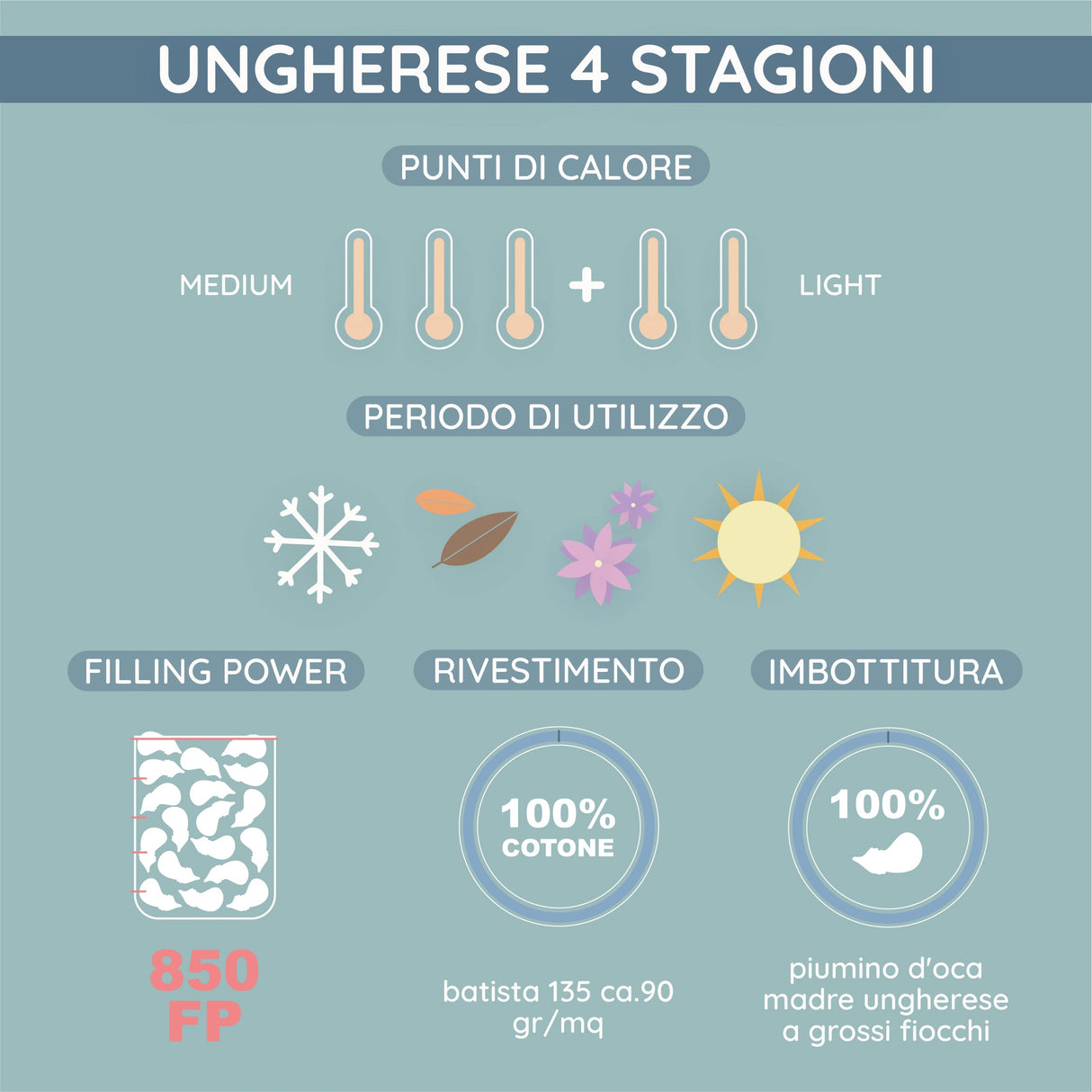 Daunex Ungherese Piumino 4 Stagioni Piumino d'oca Daunex