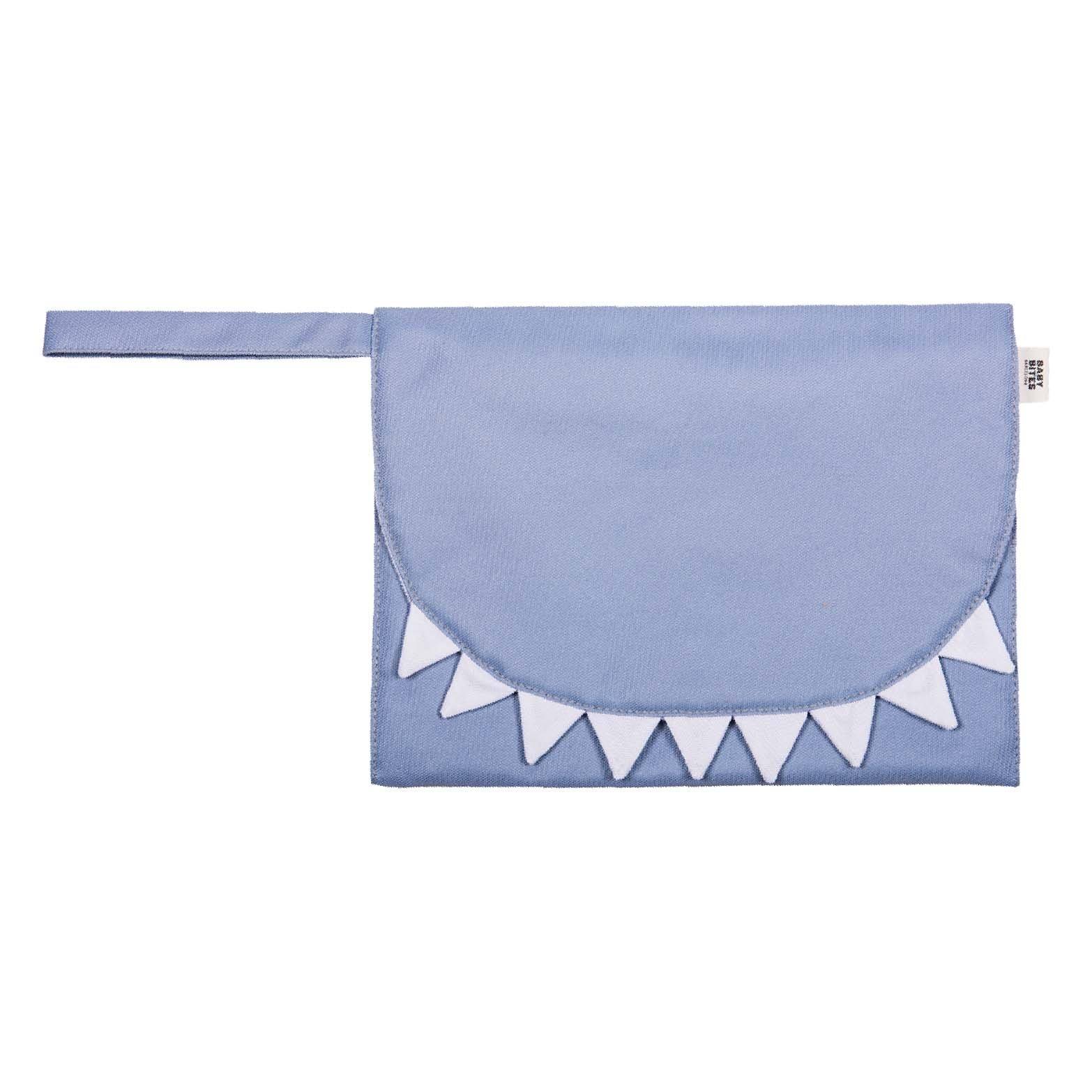 Fasciatoio Portatile Impermeabile in Tinta Unita - Shark Fasciatoi Baby Bites Blu Ardesia