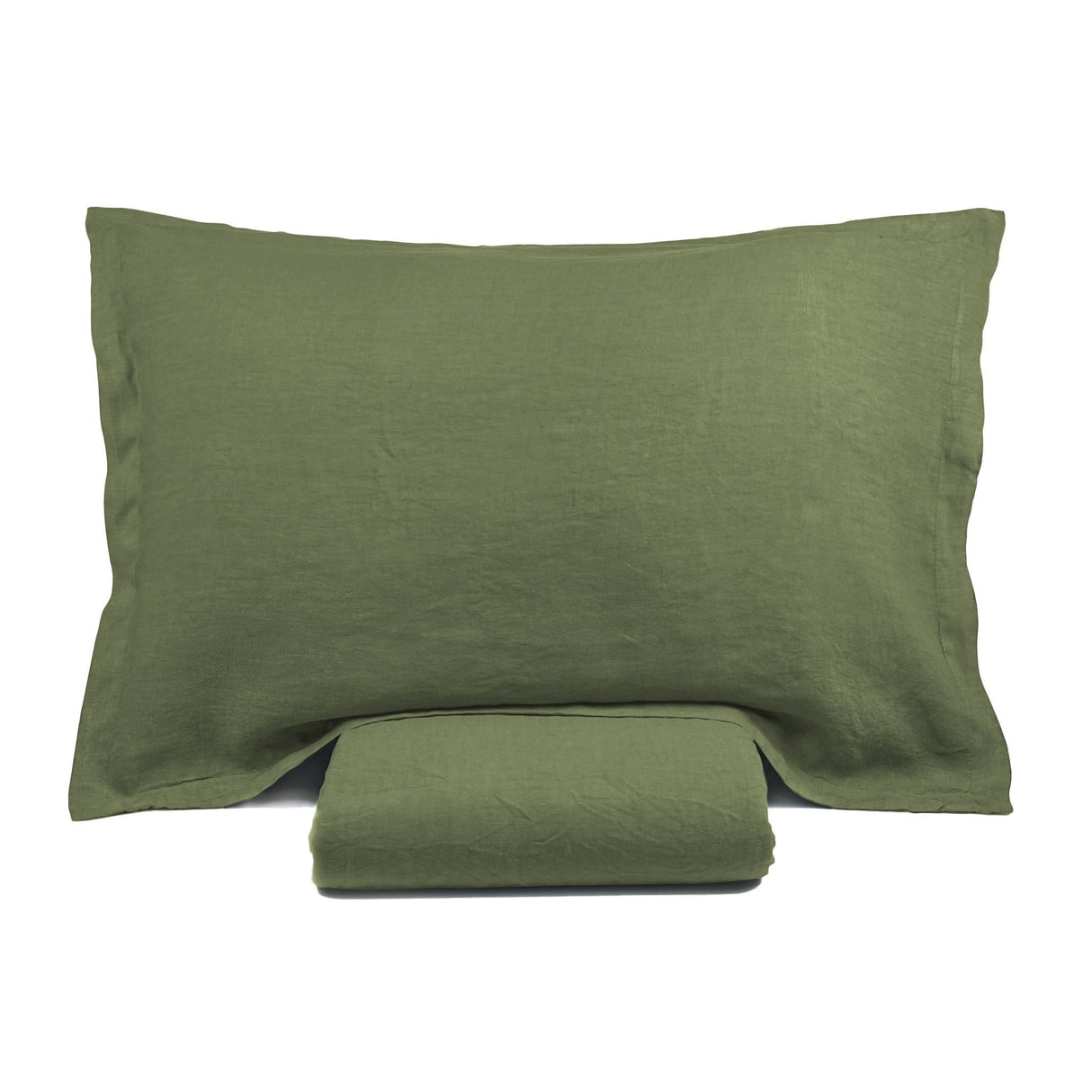 Federa in Puro Lino StoneWashed No Stiro - Luxury federa Lisola Verde (Bosco)