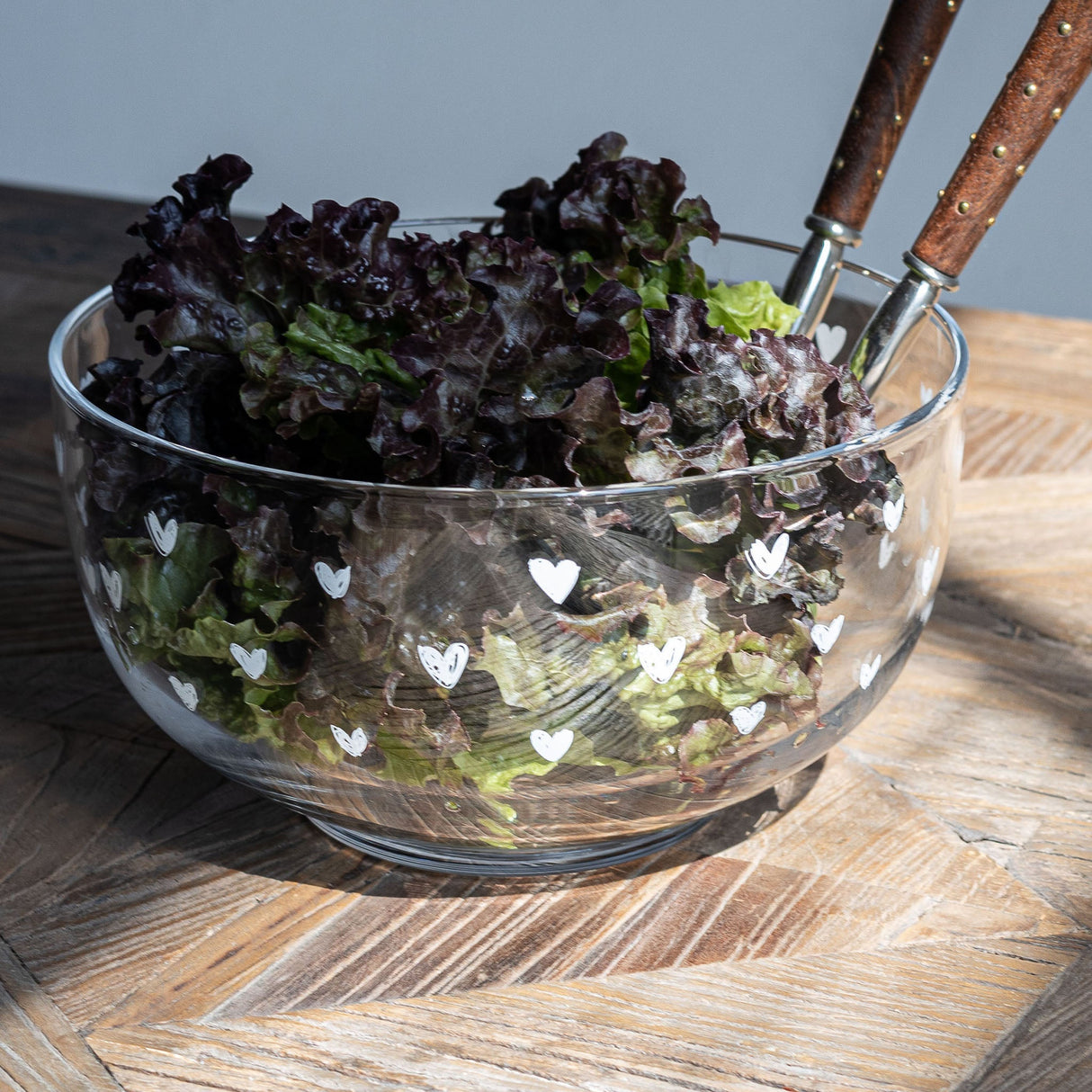 Insalatiera in Vetro Soffiato Serigrafata - Cuori Insalatiera Simple Day