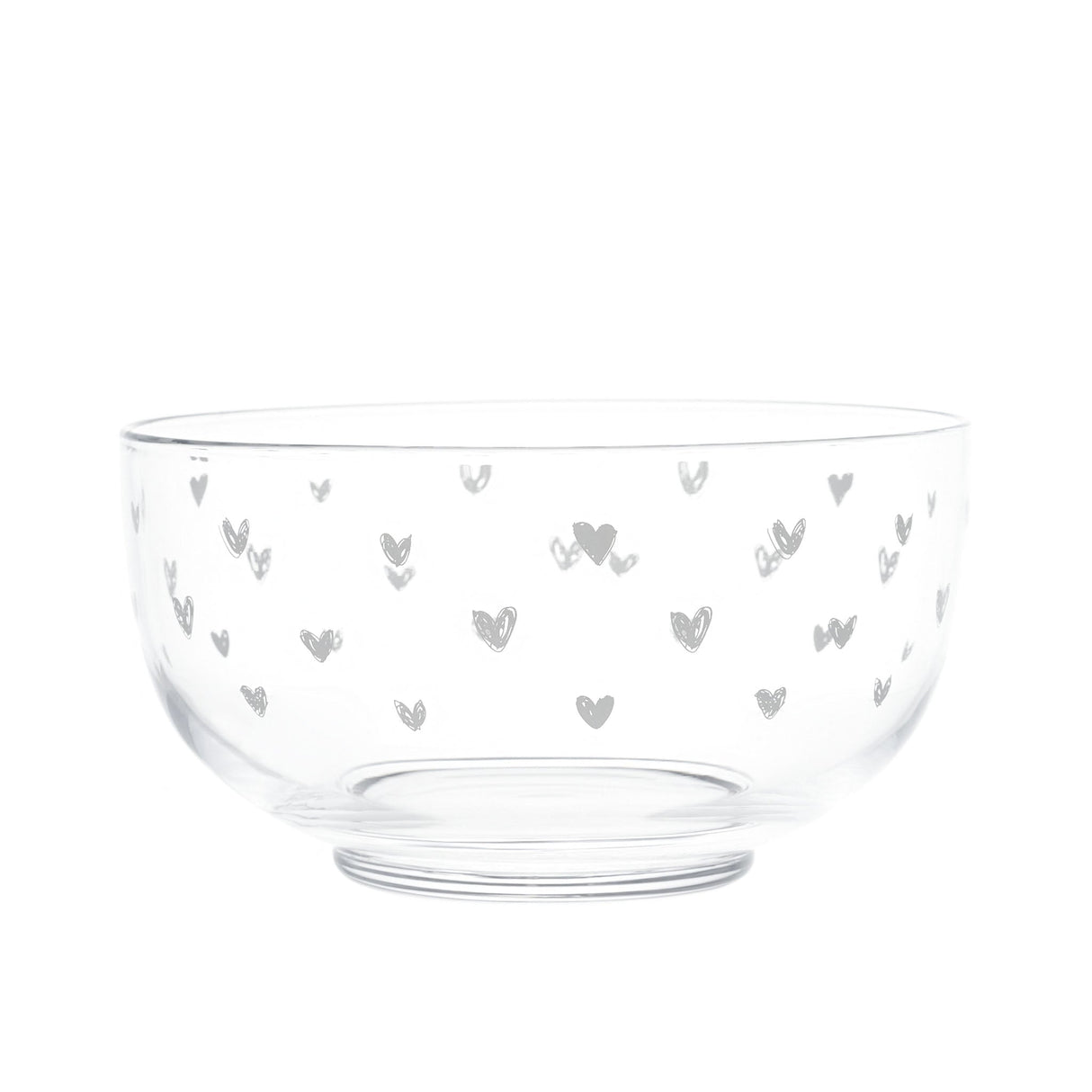 Insalatiera in Vetro Soffiato Serigrafata - Cuori Insalatiera Simple Day Bianco