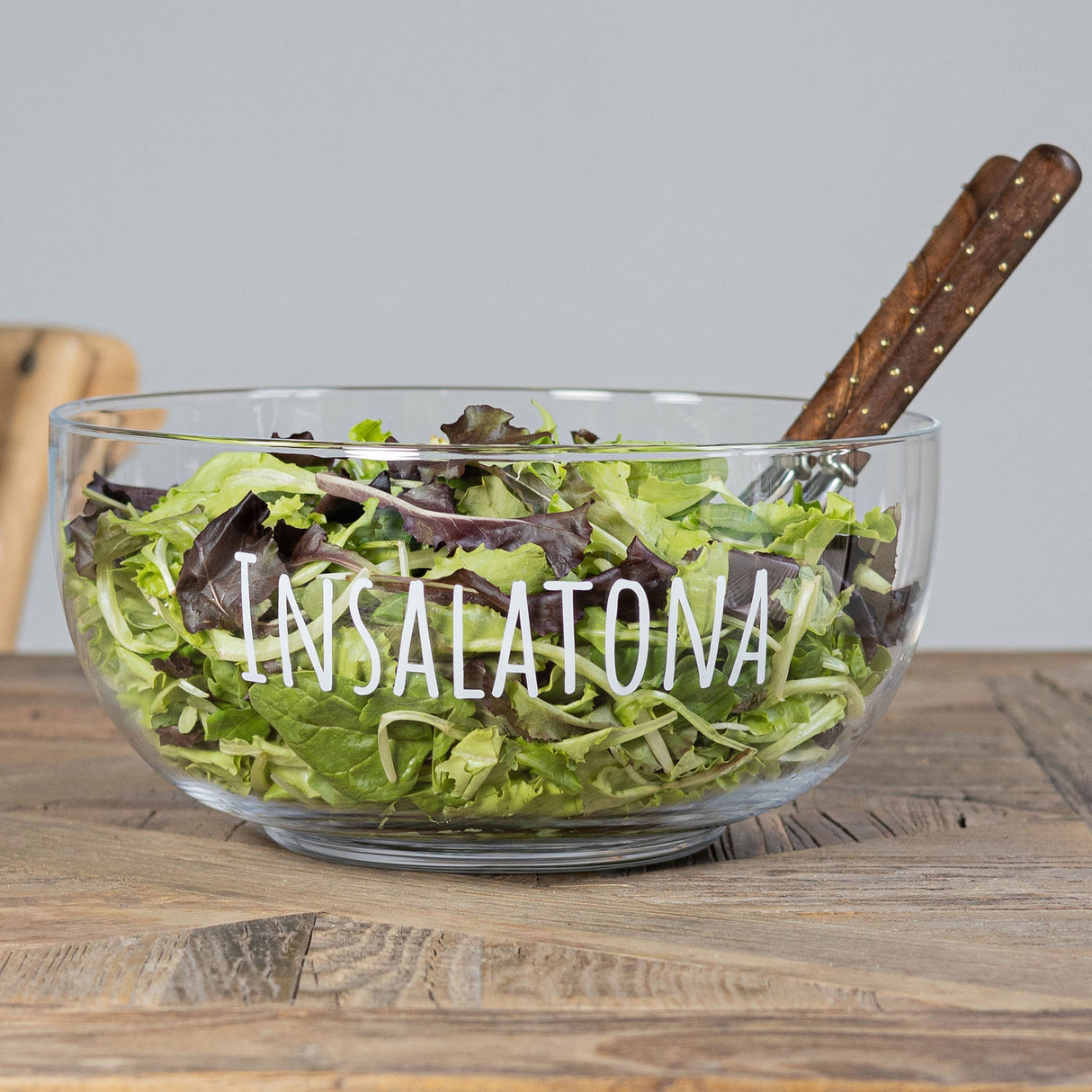 Insalatiera in Vetro Soffiato Serigrafata - Insalatona Insalatiera Simple Day