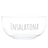 Insalatiera in Vetro Soffiato Serigrafata - Insalatona Insalatiera Simple Day Bianco