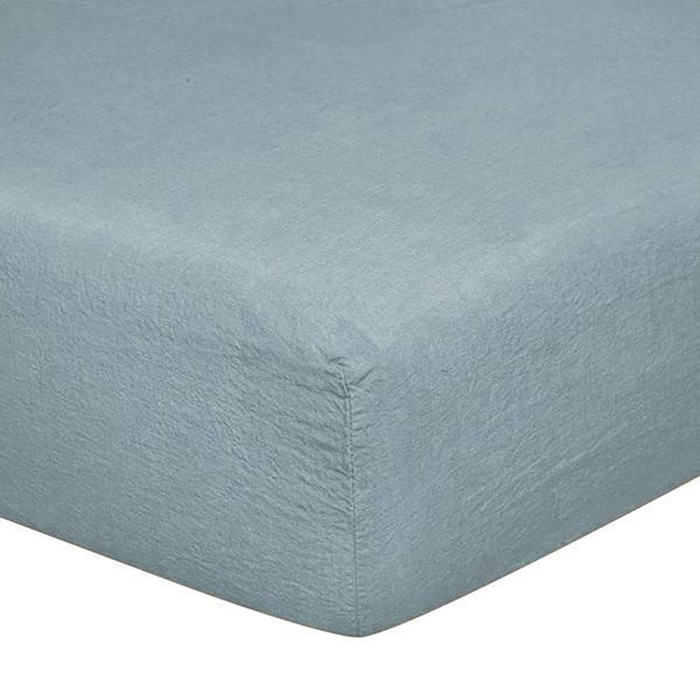 Lenzuola da Sotto con angoli in Puro Lino StoneWashed No Stiro - 24 Colori Lenzuolo Sotto Loft by BiancoPerla Singola Azzurro (Regolo)