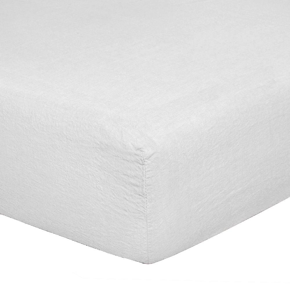 Lenzuola da Sotto con angoli in Puro Lino StoneWashed No Stiro Lenzuolo Sotto Loft by BiancoPerla Singola Bianco