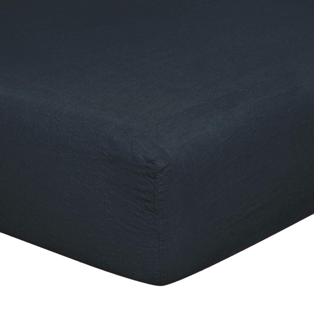 Lenzuola da Sotto con angoli in Puro Lino StoneWashed No Stiro Lenzuolo Sotto Loft by BiancoPerla Singola Blu (Denim)