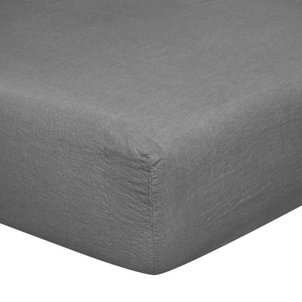 Lenzuola da Sotto con angoli in Puro Lino StoneWashed No Stiro Lenzuolo Sotto Loft by BiancoPerla Singola Grigio (Baguio)
