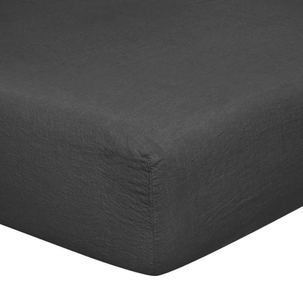 Lenzuola da Sotto con angoli in Puro Lino StoneWashed No Stiro Lenzuolo Sotto Loft by BiancoPerla Singola Grigio (Grisaglia)