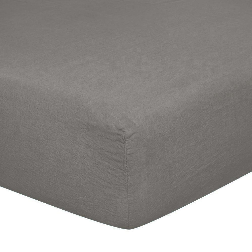 Lenzuola da Sotto con angoli in Puro Lino StoneWashed No Stiro Lenzuolo Sotto Loft by BiancoPerla Singola Grigio (Prisma)