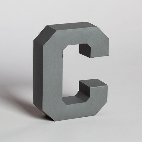 Lettera Decorativa Tridimensionale Carta da Montare - Papertype Lettera 3d Papertype C Grigio
