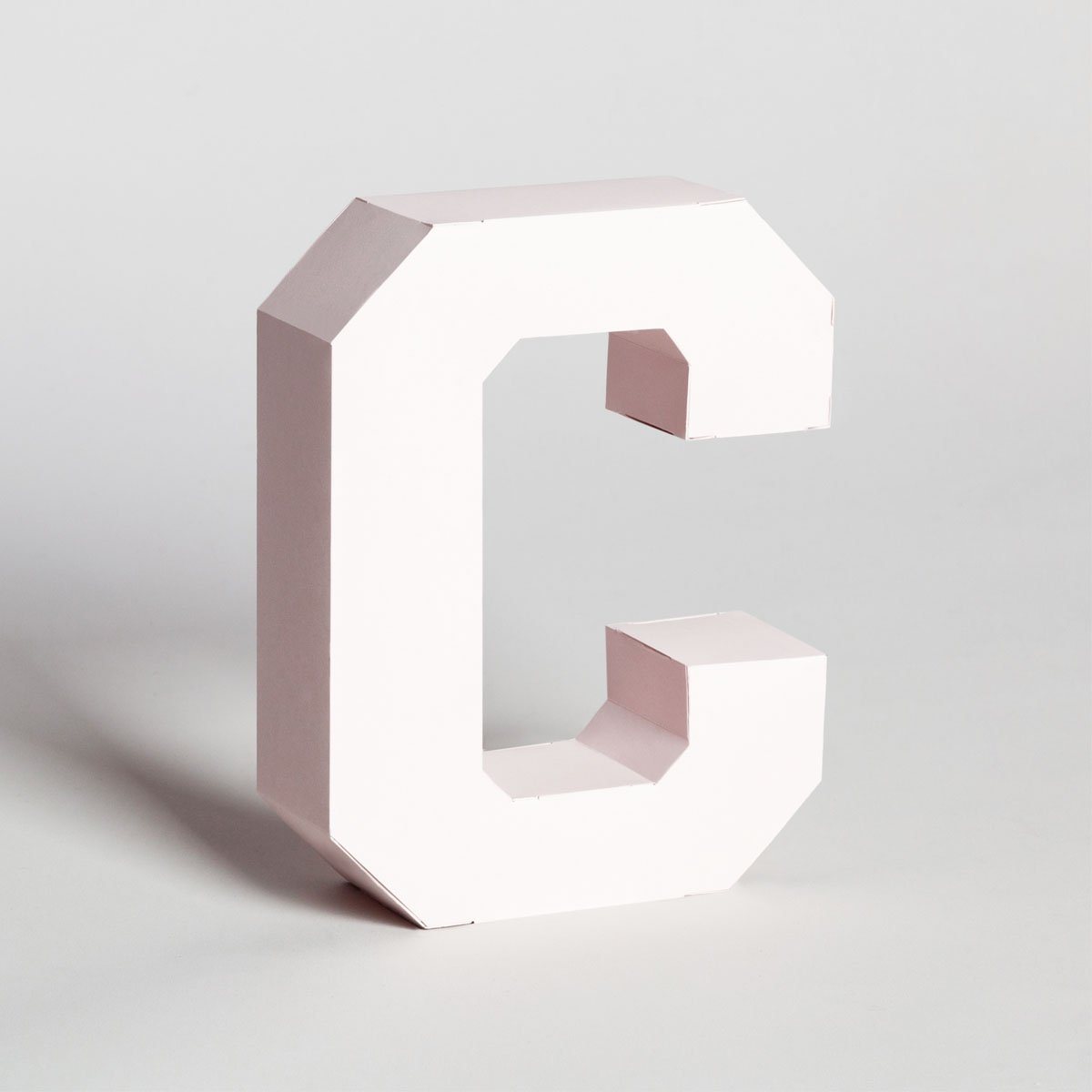 Lettera Decorativa Tridimensionale Carta da Montare - Papertype Lettera 3d Papertype C Rosa